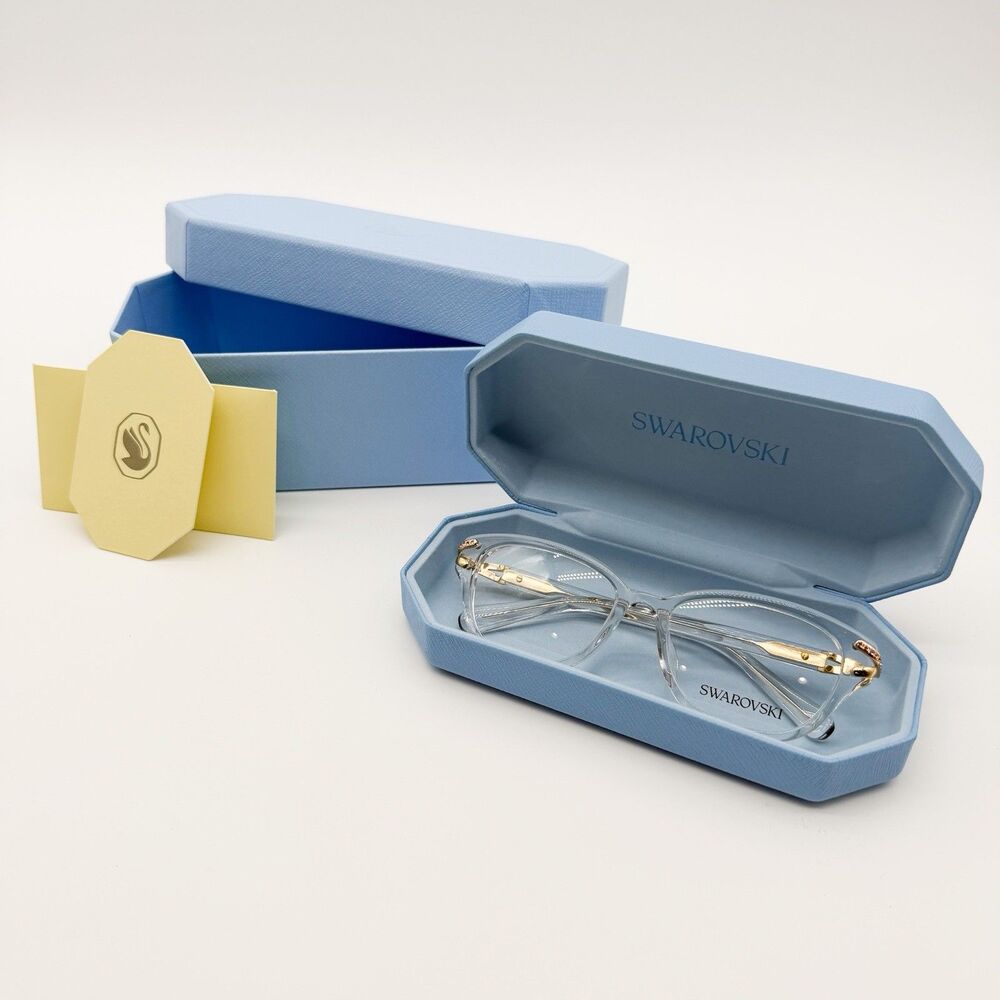 Swarovski SK2032 Eyeglasses Frames Transparent Crystal Demo Lenses 54mm NEW - Picture 3 of 16